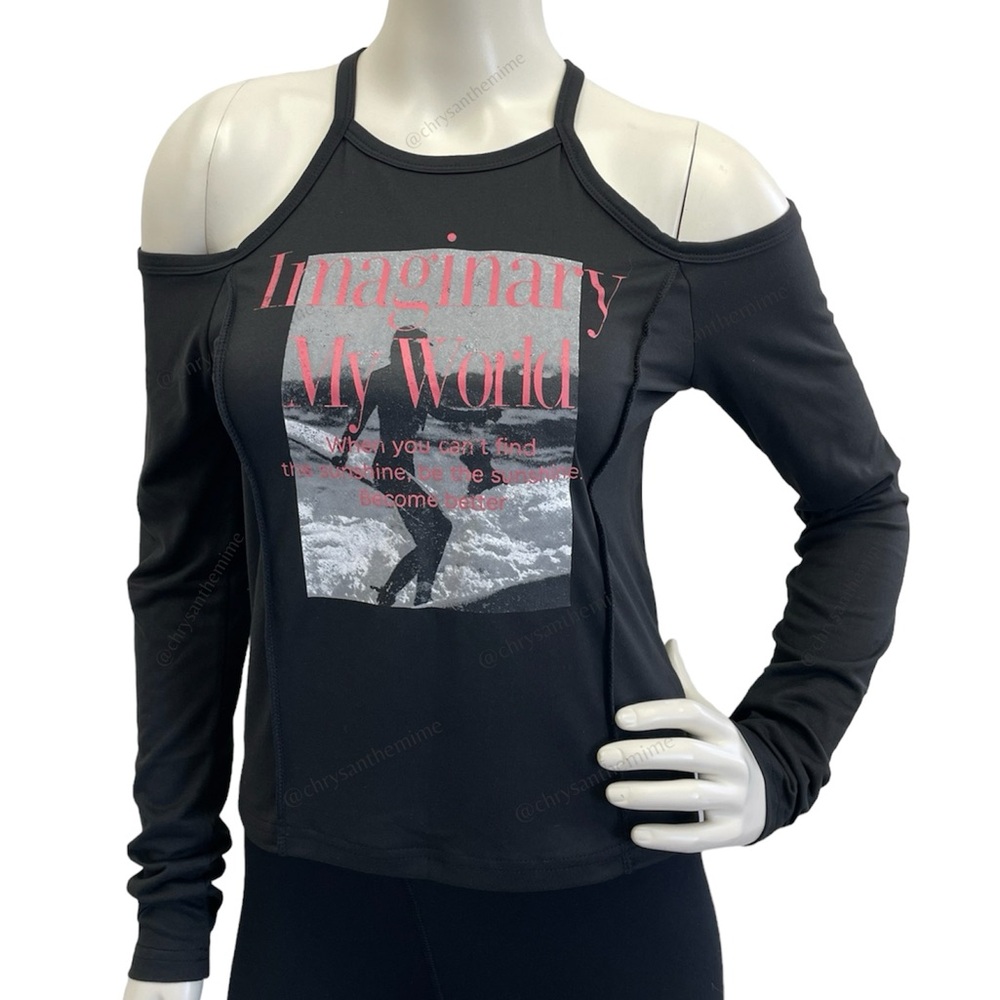NWT • Black Long Sleeve Open Shoulder Tee